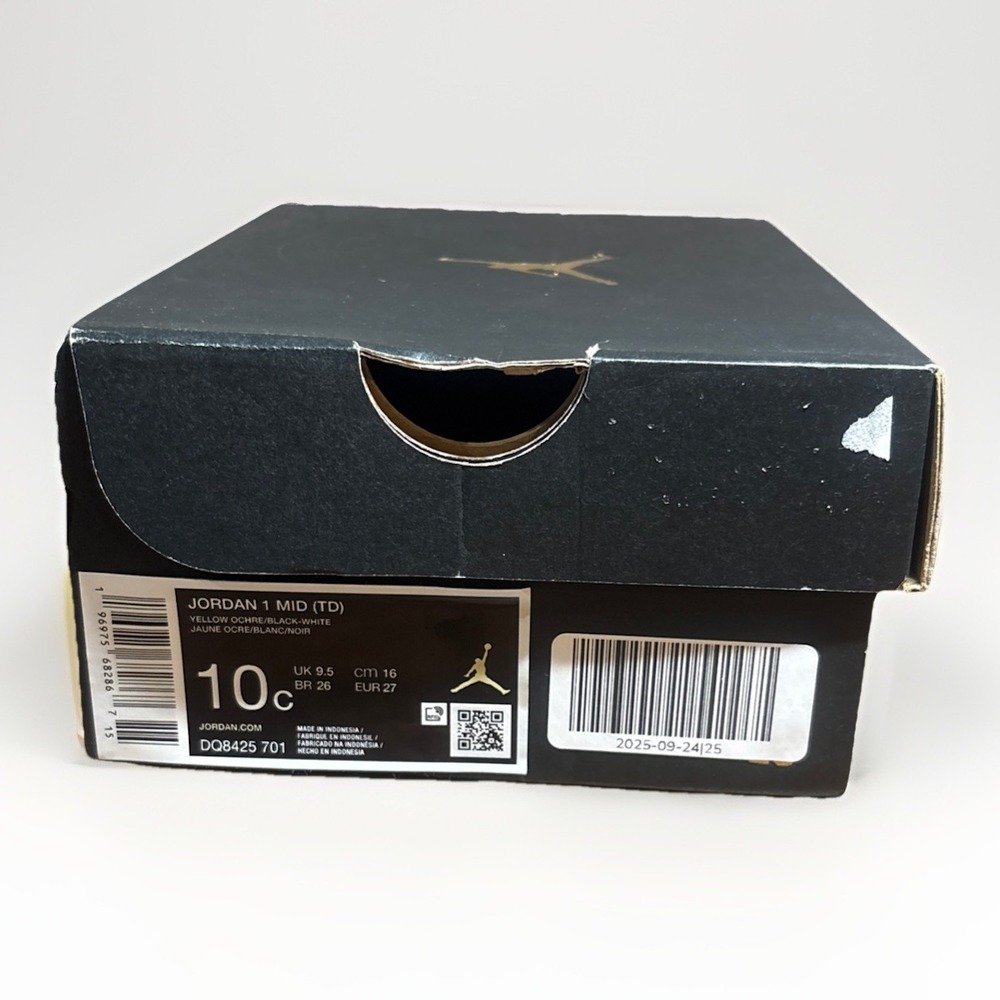Jordan 1 Mid (TD) Toddlers' Shoes Yellow Ochre-Black-White DQ8425-701 Size 10c - Picture 9 of 9
